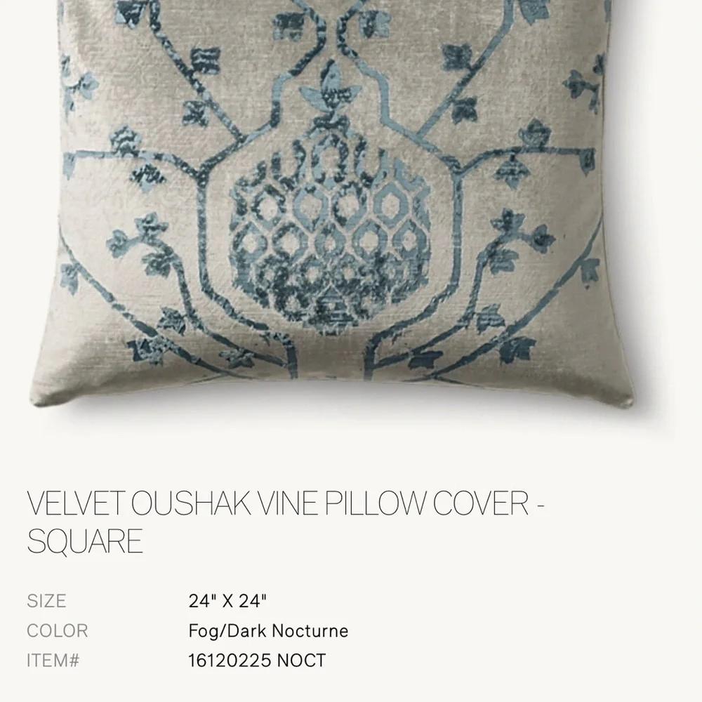 2 VELVET OUSHAK VINE PILLOW- SQUARE